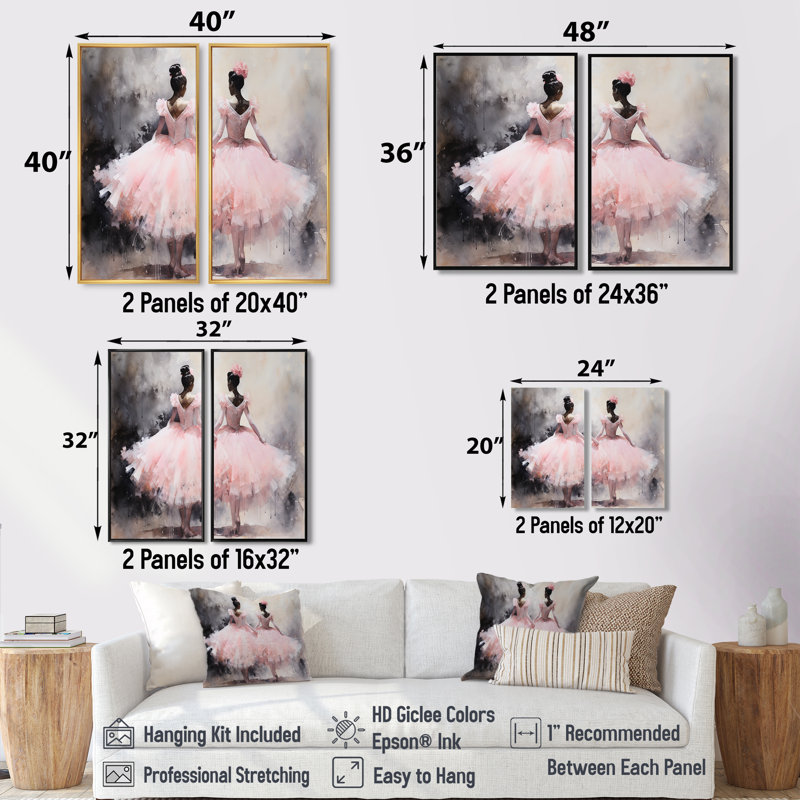 «Pink Ballet Dance I», art mural sur toile Glam, H 20 po x l 24 po, Toile tendue, Ne s’applique pas