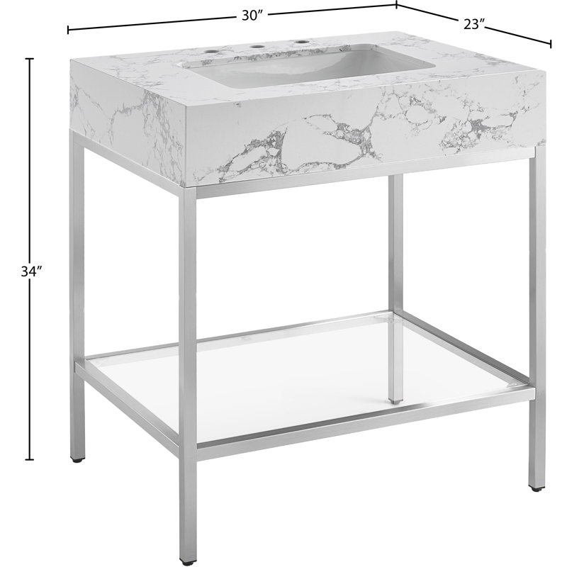 Marmo 30" Single Bathroom Vanity, White, Brushed Chrome