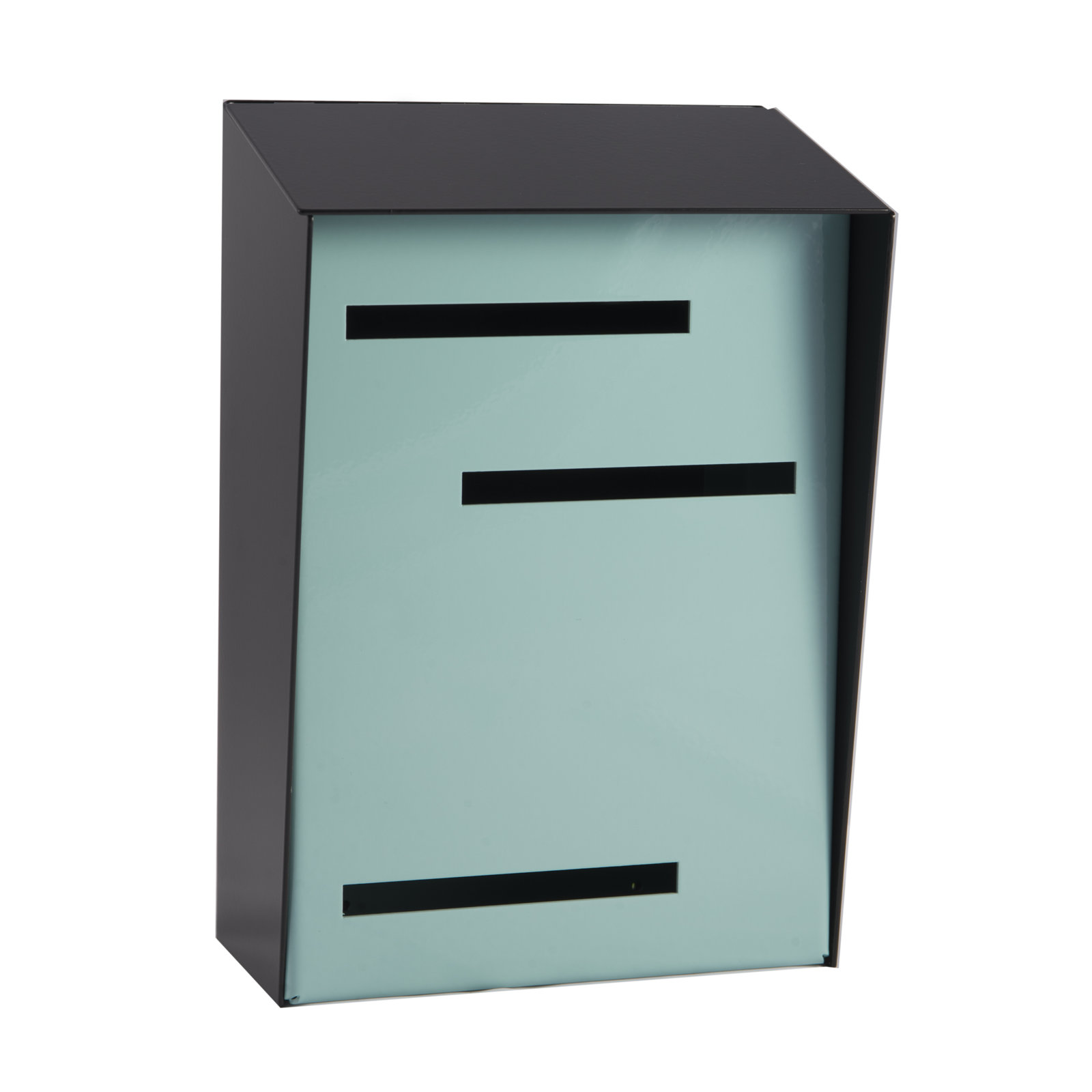 Wall-Mounted Mailbox, Robin Egg, Black