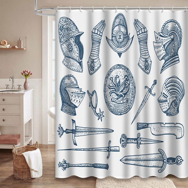 Grand rideau de douche en bois avec 12 crochets, L 72 po x l 84 po