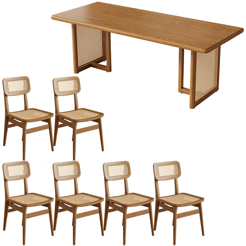 Ensemble de table à manger moderne et simple en bois massif., H 29,5 po x L 70,8 po x l 31,4 po