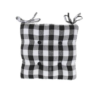 Black Buffalo Check Outdoor Chair Pads, Set of 2