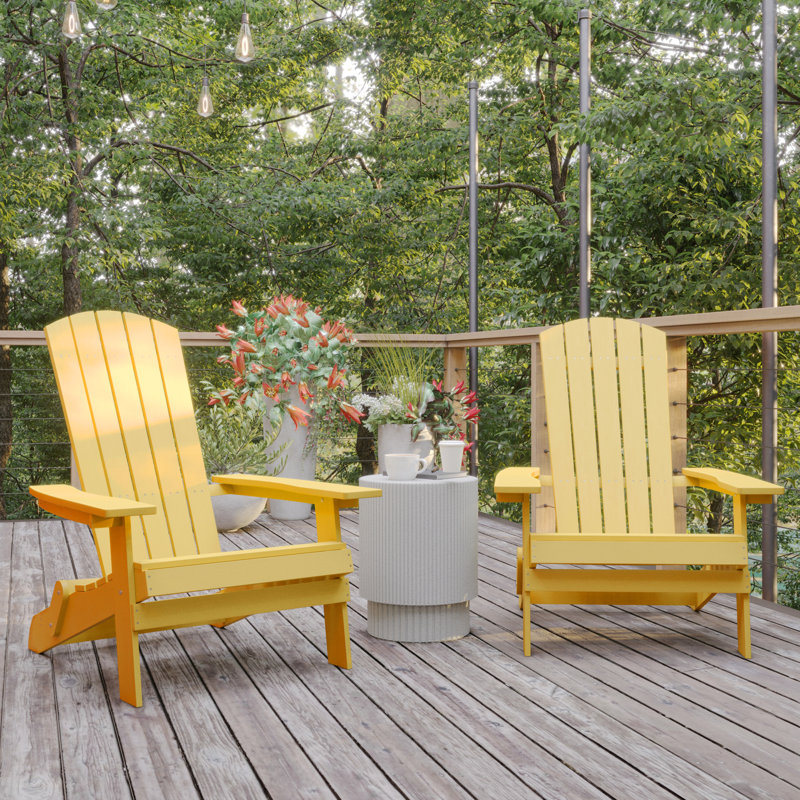 Chaise Adirondack pliante en résine Balasi, Jaune