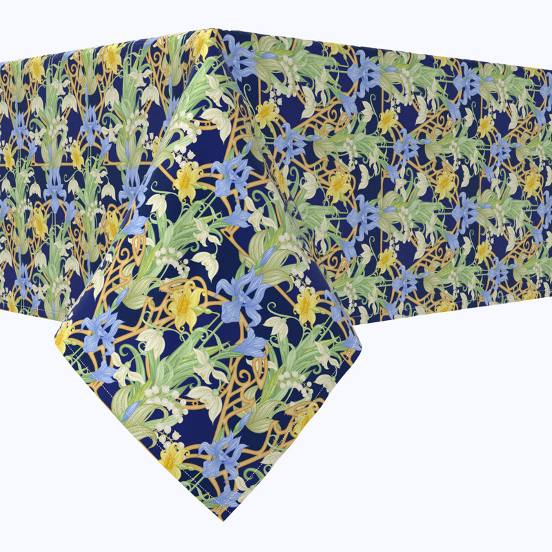 Rectangular Tablecloth, 100% Cotton, Floral 142, 84" x 52"