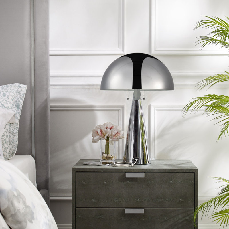 Lampe de table USB en métal Union, Chrome