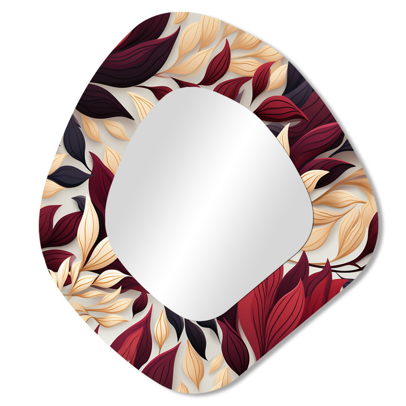Volya - Miroir mural décoratif asymétrique traditionnel botanique, 28 po x 25 po