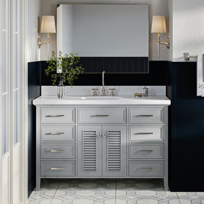Blazier 54.25'' Single Bathroom Vanity with Carrara Quartz Top