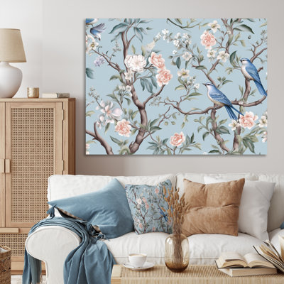 Chinoiserie With Birds and Peonies XI - Floral Wall Art For Living Room
