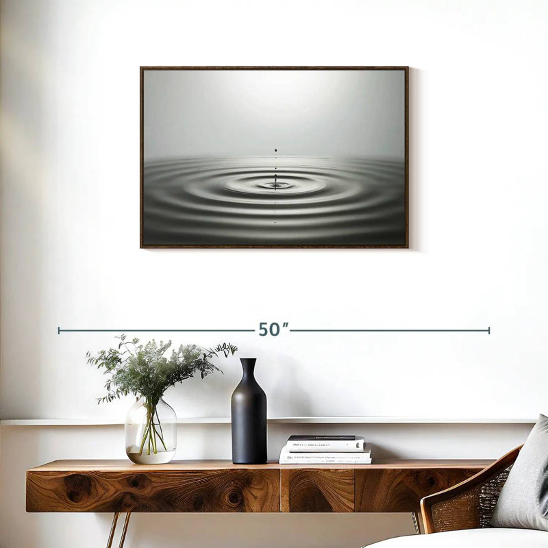 Ondulation de gouttelettes d'eau, Cadre flottant noyer, 31 po x 21 po