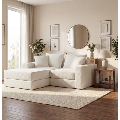 Modular Loveseat L Shaped Sofa,boneless Cloud Couch With Ottoman,reely Combination, No Assemble Required, Modular Design, Breathable Fabric, Convertible To Bed, Futon Bed