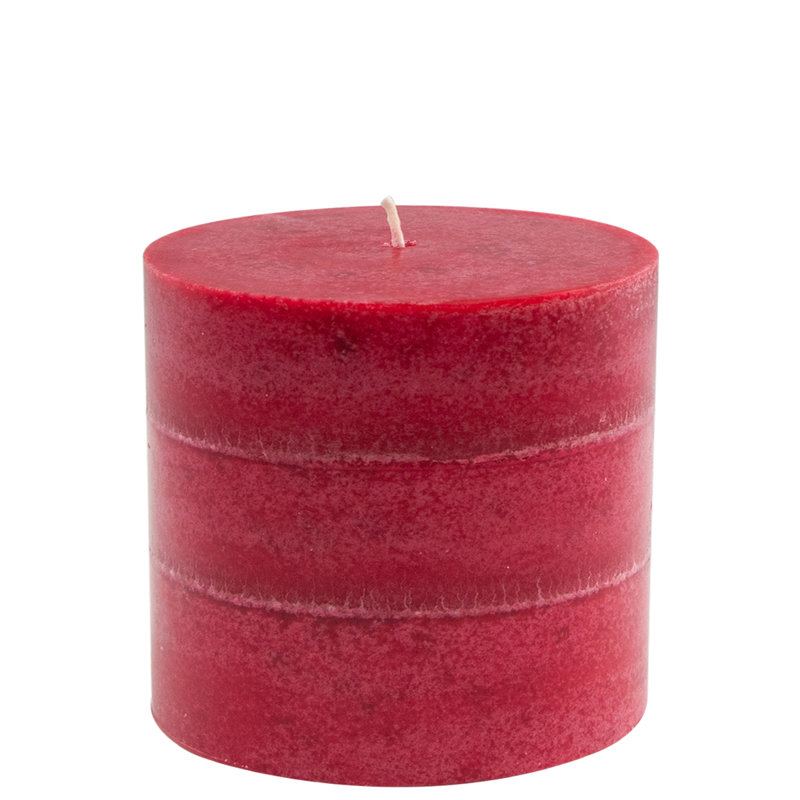 Bougies piliers rouges parfumées à la main, H 4 po x l 4 po x P 4 po
