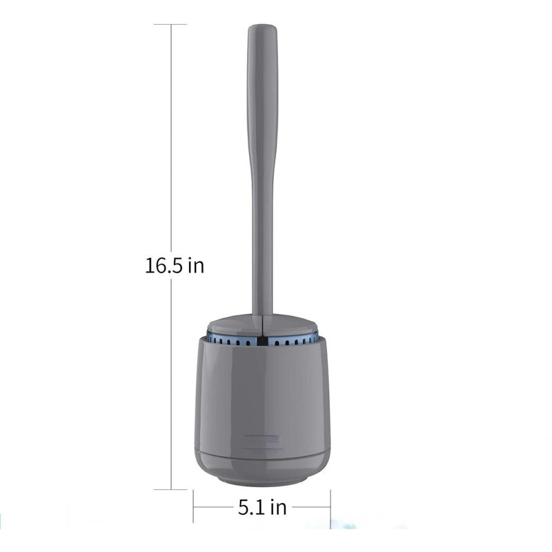 Brosse et support pour cuvette de toilette, qualité supérieure, avec poignée solide et poils durables pour le nettoyage de salle de bain, gris, paquet de 1