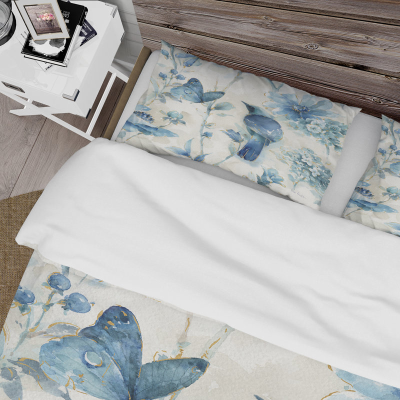 Indigold Bird Cottage Family I - Ensemble de housse de couette Farmhouse - Microfibre de polyester