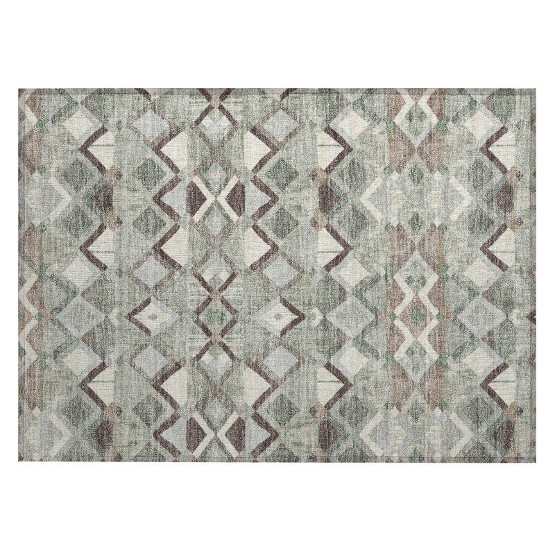Red Rectangular Synthetic Washable Indoor/Outdoor Rug 30" x 20"