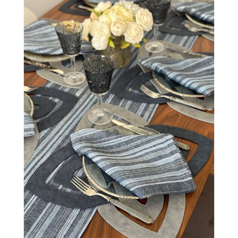 Archer Vinyl Square Placemats, Navy/Gray