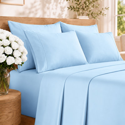 6 Piece Sheet Set, Soft Cooling Bed Sheets, Breathable & Wrinkle Free, Hotel Luxury Bedding