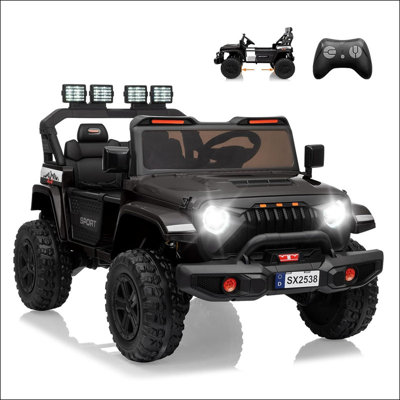 24V Ride On Toys for Big Kids, 2 Seater Ride on Car, 4WD Extend Car Body, 3 Adjustable Speeds for Ages 3+, Built-in Music Player, Kids Electric Ride O