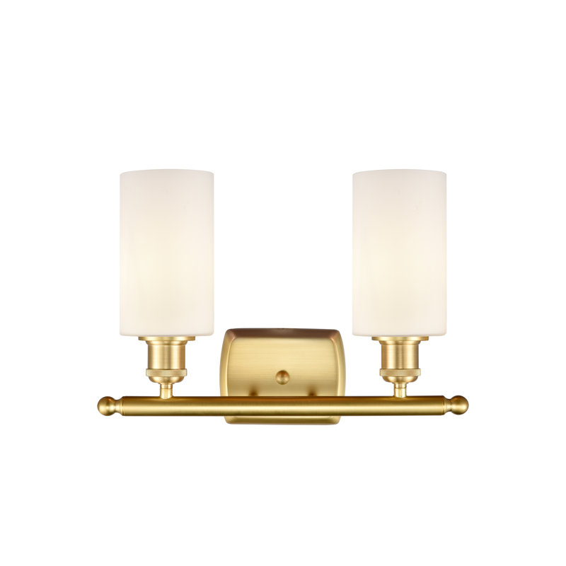 Mallette 2 - Light Dimmable Vanity Light, Satin Gold, 6 Watt Vinage LED Bulb, Matte White