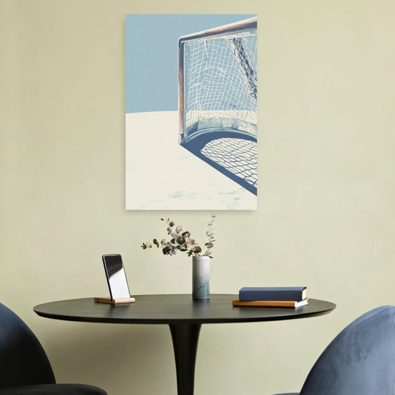 Winter Hockey Goal Serene Abstract Contemporary Winter Landscape Wall Art Print by Andreas Magnusson - Print