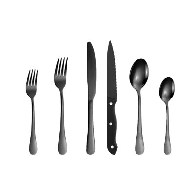 Stainless Steel Cutlery Set, 24-Piece Restaurant-Grade Knife Fork Spoon Set With Titanium Coating For Steak And Fine Dining