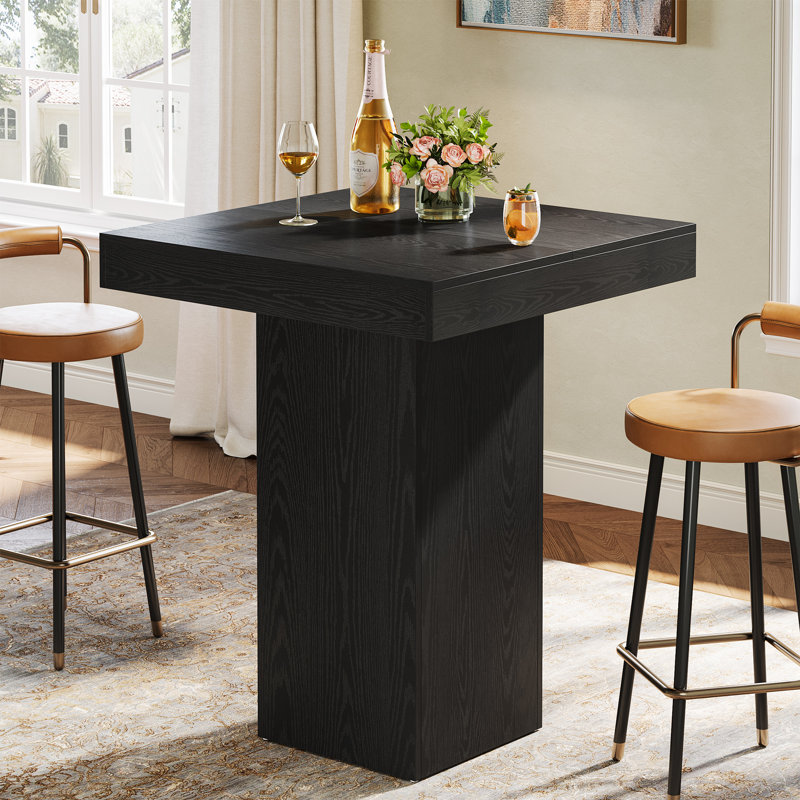 39.4" Tall Square Dining Table, Modern Counter Height Bar Table Pub Cocktail Table for Dining Room, Tavern, Coffee Corner, Party