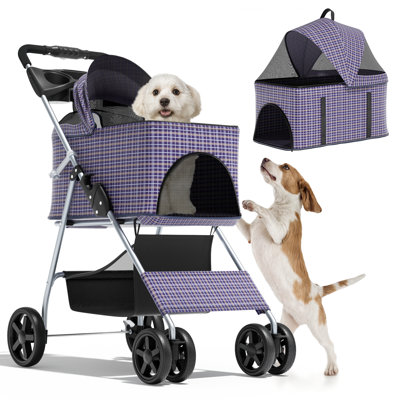 Poussette pliable 3-en-1 avec panier de rangement pour chien