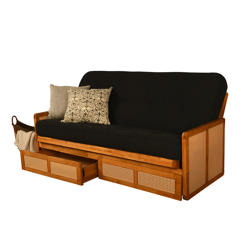 Bridyn Full-size Futon with Storage includes Mattress, Canton Black