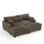 Canapé modulaire réversible 3 pièces rembourré en fausse fourrure de lapin brun clair avec repose-pieds 3 pièces-739848836-739848838