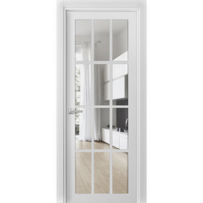 Felicia Clear Glass Wood Standard White Door