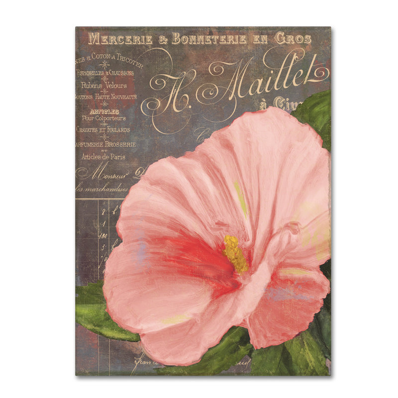«Peach Hibiscus» par Jadaya, impression sur toile tendue, H 19 po x l 14 po x P 2 po