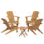 Ensemble de 5 chaises Adirondack en teck et table (4 chaises + 1 table d'appoint)