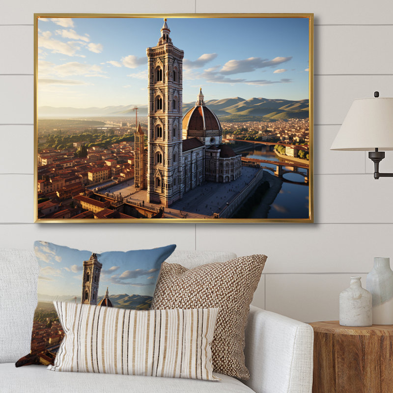 Italy Santa Maria Del - Italy Canvas Prints, H 16 po x l 32 po, Cadre flottant doré