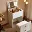 Ensemble de coiffeuse 3 en 1, ensemble de coiffeuse avec miroir et 3 tiroirs, petite coiffeuse avec tabouret rembourré, coiffeuse compacte pour chambre à coucher, blanc