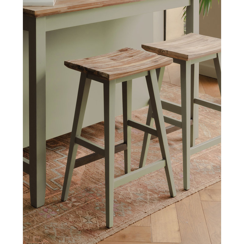 Solid Wood Counter Stool, Sage Green