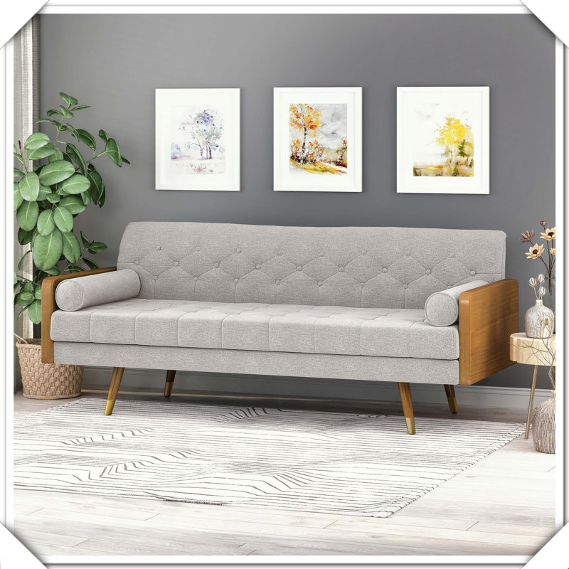 Canapé capitonné Mid-Century moderne pour un style de vie élégant, Beige