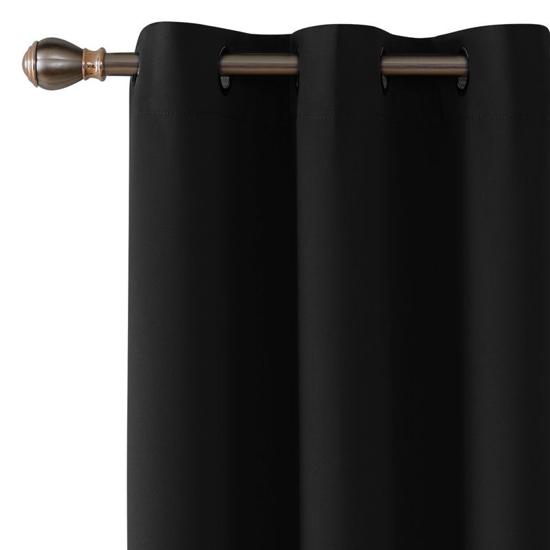 Lionel Room Darkening Curtain Single Panel, Black, 42" W x 63" L
