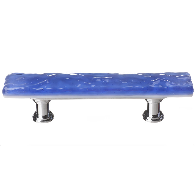 Skinny Glacier Bar / Handle Pull, Satin Nickel, Sky Blue