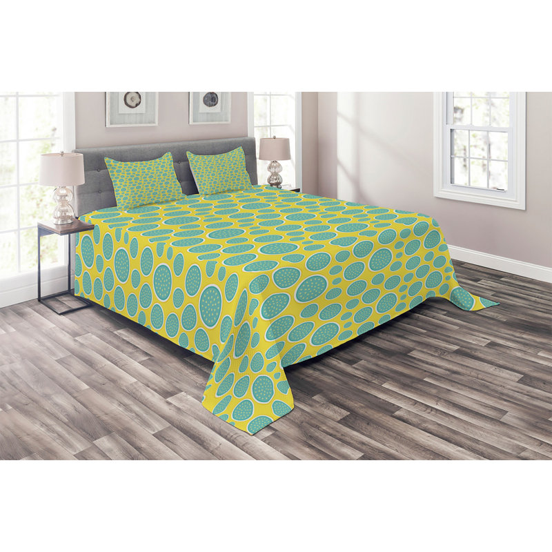 Melon Coastal Polyester Coverlet, King Bedspread + 2 Shams