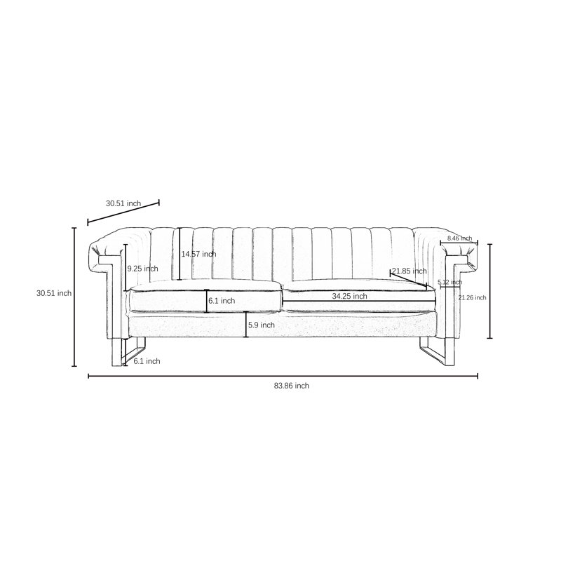 Bexhill Velvet Sofa, Velvet Sofa, Modern Sofa, Accent Sofa, Cream White