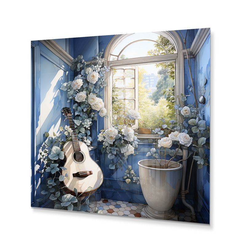Toilette sérénade en bleu II - Décoration murale en métal Bath & Laundry, H 29 po x l 29 po x P 1 po