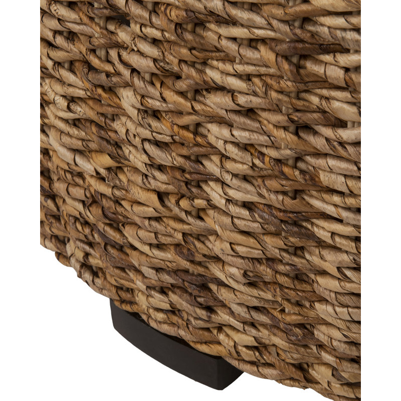 Table basse cylindrique tissée à la main 34,25 po Abaca, Brun