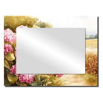 Hydrangeas In The Cornfield - Floral Mirror Wall Art - Printed On Metal