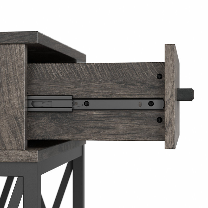 23'' Tall End Table with Storage, Dark Grey Hickory