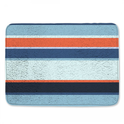 Blue Orange Stripes Bath Mat
