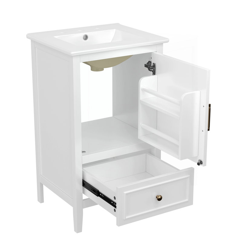 Meuble-lavabo de 20 po avec lavabo, Blanc