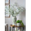 Vase en céramique blanc avec motif floral vert 6,5 x 6,5 x 11,6 po