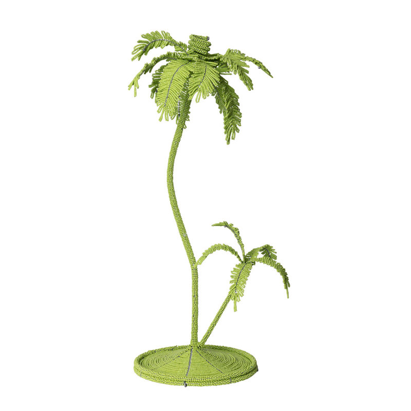 Desert Palm Tree Candlestick, 23" H x 9" W x 9" D, Lime Green
