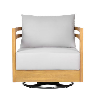 Chaise de terrasse rotative à 360 ° en bois d'acacia avec coussins épais Overton