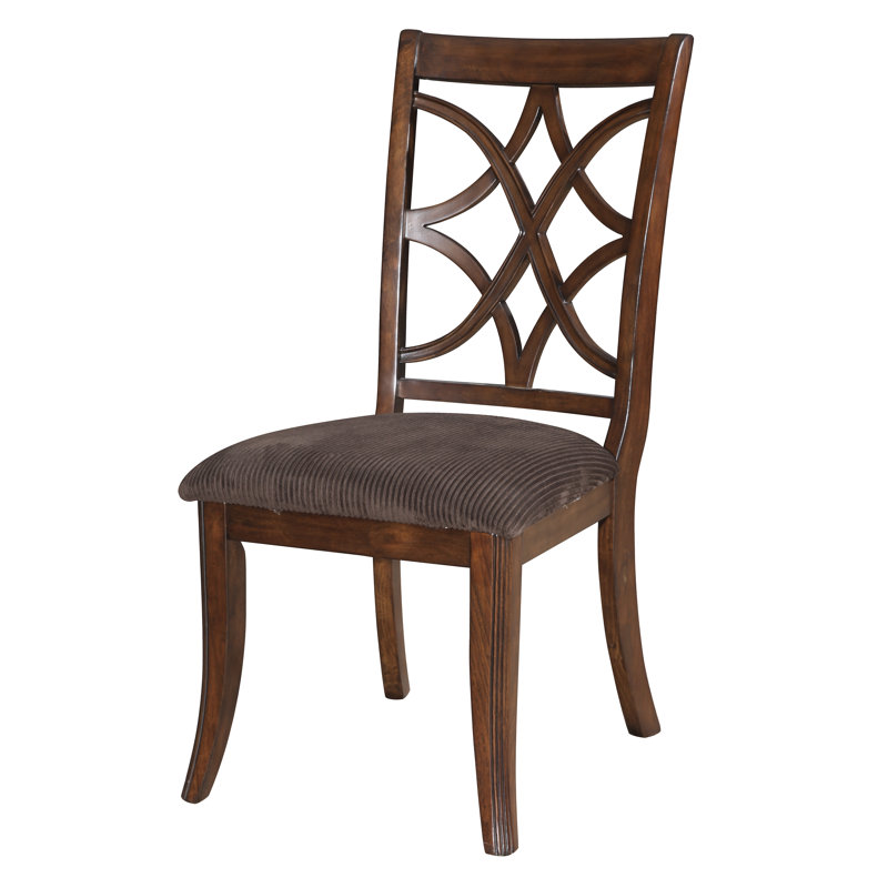 Arri Upholstered Side Chair in Brown and Dark Walnut (Set of 2)