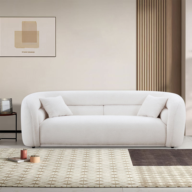 Canapé à accoudoirs arrondis 90,6 po Elvy, 100 % polyester blanc
